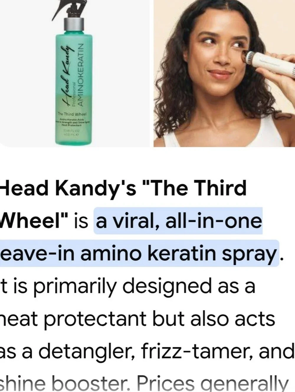 Head Kandy Third Wheel Spray Amino Keratin Heat Protectant 13.5oz NEW